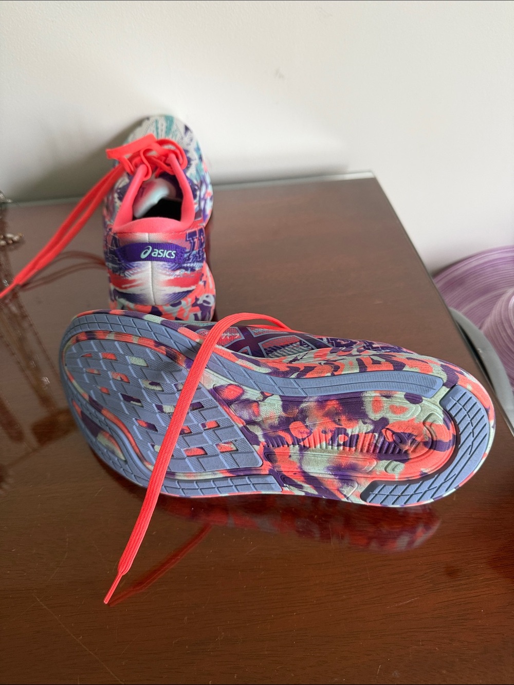 Asics Coral, Purple & Teal Women's Running Sneakers - Picture 2 of 3